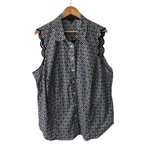 Talbots Black and White Sleeveless Blouse